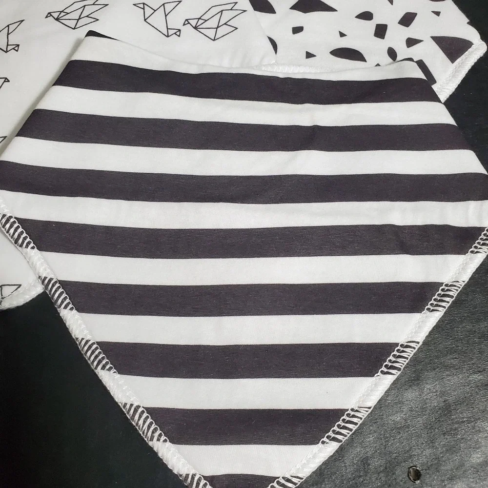 Flannel 4 Piece Baby Bandana Teething Drool Bibs White Black Outdoor Theme